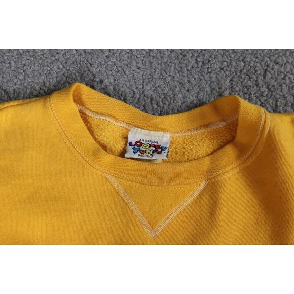 Looney Tunes Sweatshirt Vintage Taz Large Small Face Yellow 1995 USA - Picture 4 of 14